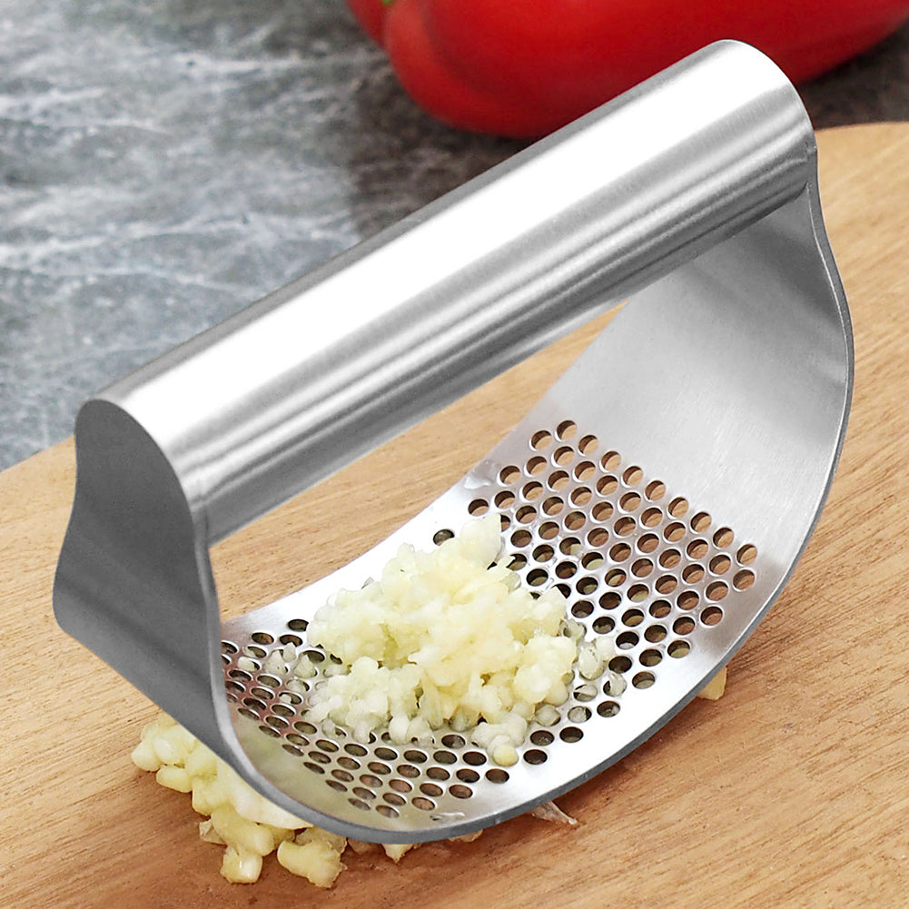 Stainless steel manual garlic press