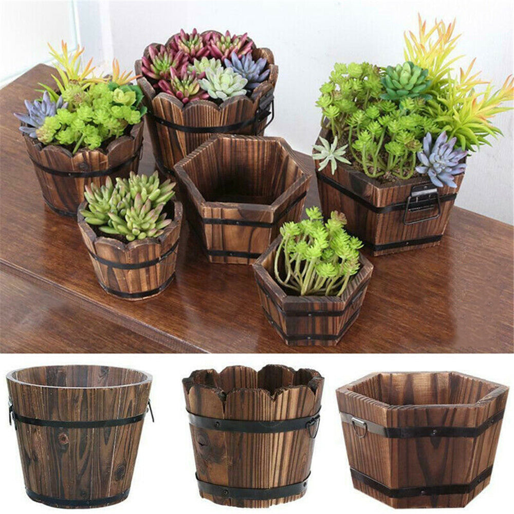 Decorative wooden flower pot