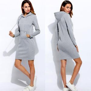 Long sleeve sweatshirt dress with hood