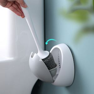 Wall mounted silicone toilet brush