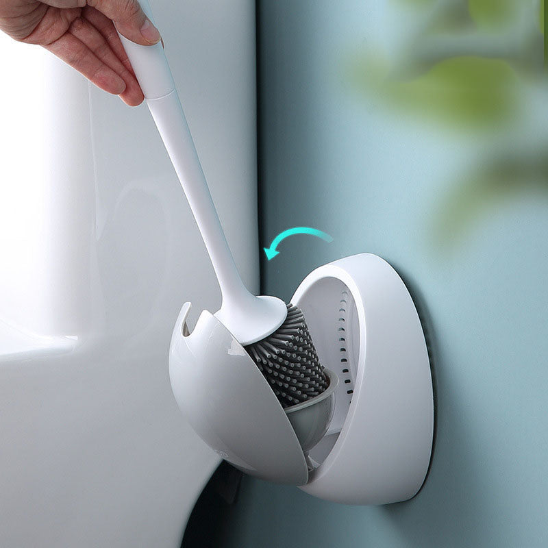Wall mounted silicone toilet brush