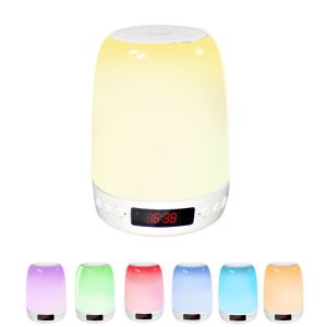 Color changing 2 in 1 alarm clock with light & speaker