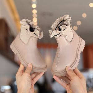 Warm PU leather boots for girls