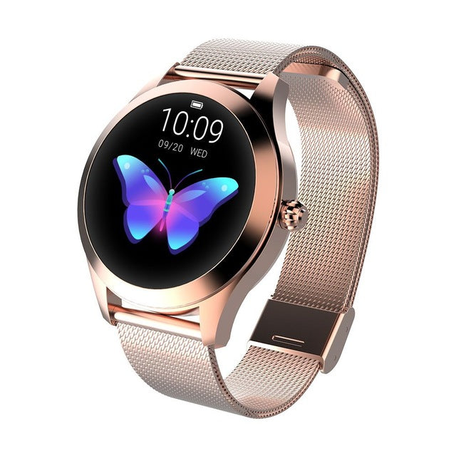 KW10 smart watch with metal or PU leather strap