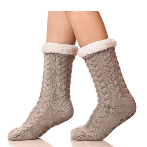 Knitted soft plush slipper socks