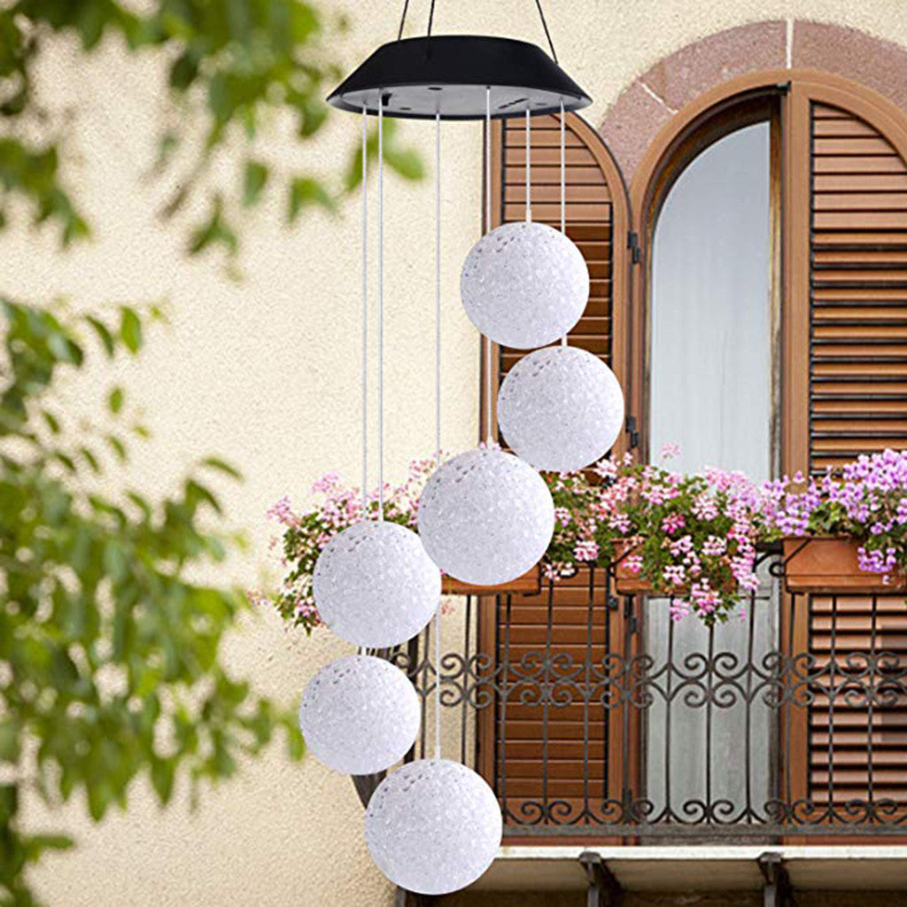 Solar powered color changing LED wind chimes