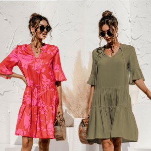 Flared sleeve loose summer dress
