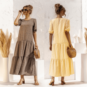 Puff sleeve maxi dress