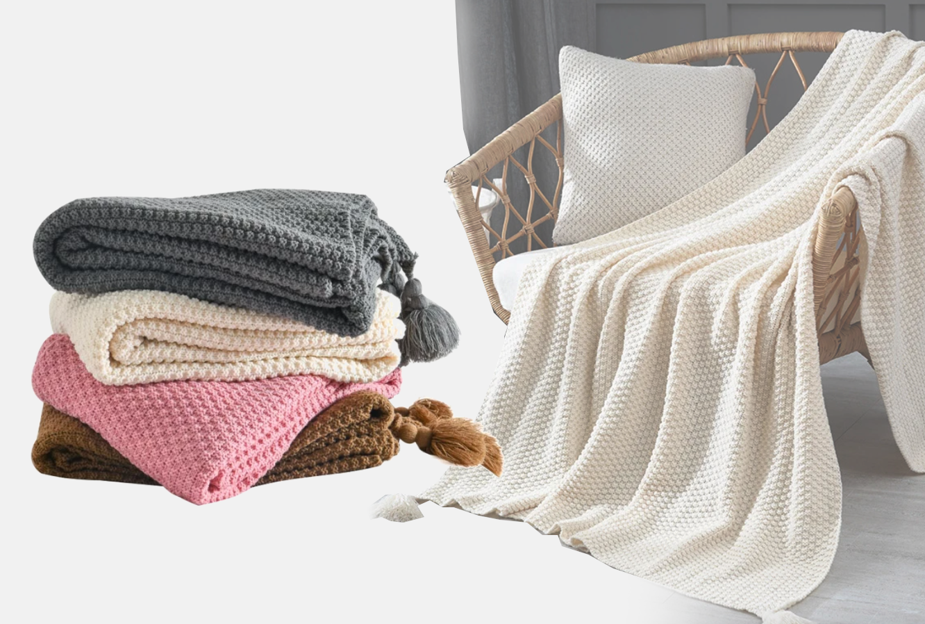 Nordic style knitted tassel sofa throw - Image 11