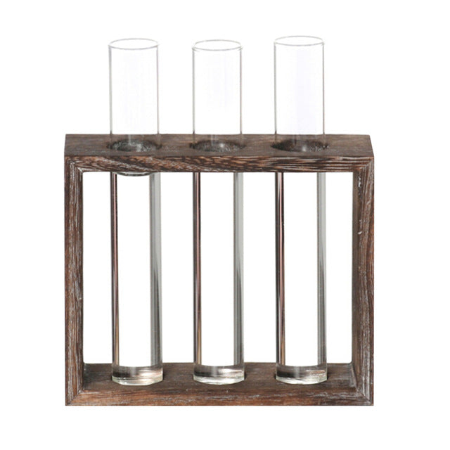 Wooden frame glass tube vase - Image 12