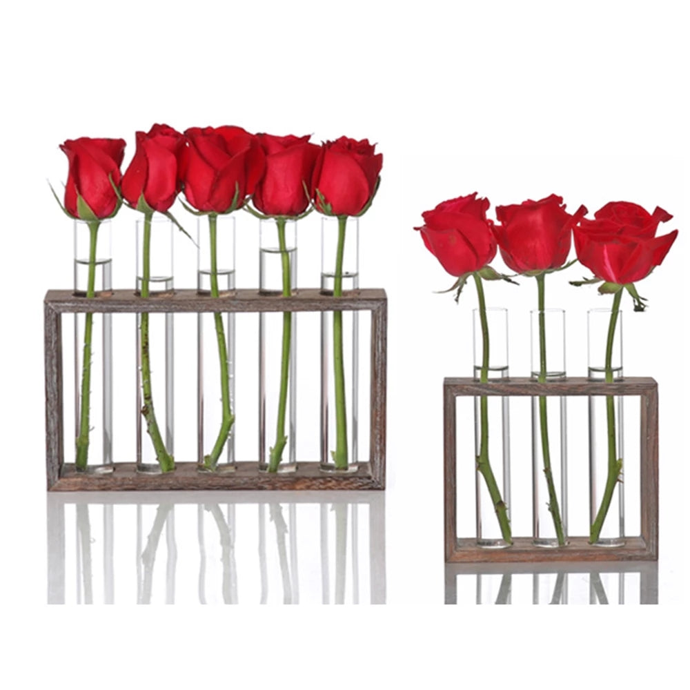 Wooden frame glass tube vase - Image 13
