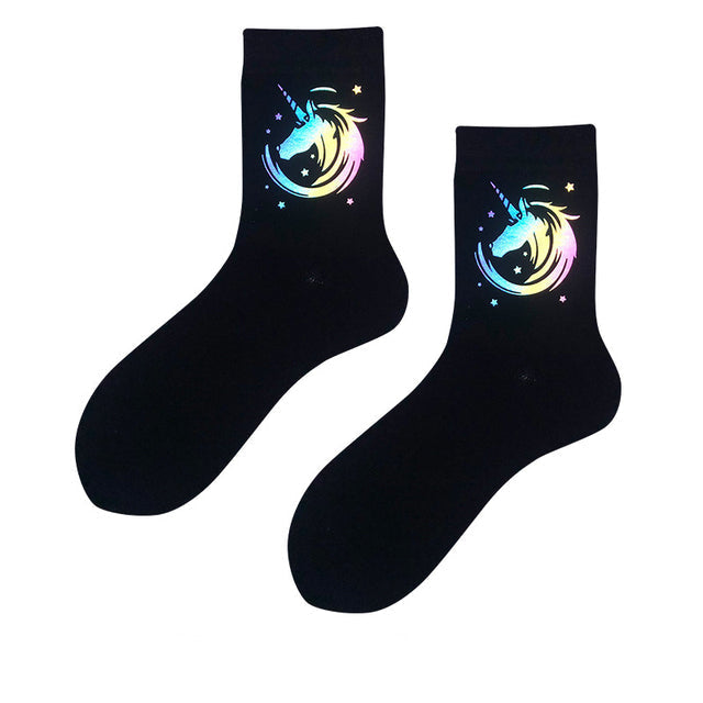 Reflective printed 5pack socks for men and women
