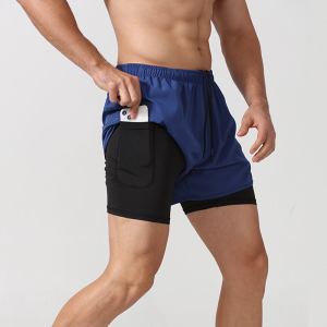 Double layer men's workout shorts