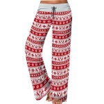 Christmas print casual women's trousers