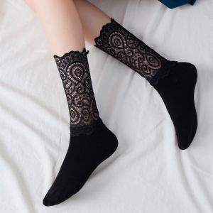 Lace cuff women's socks 2pairs