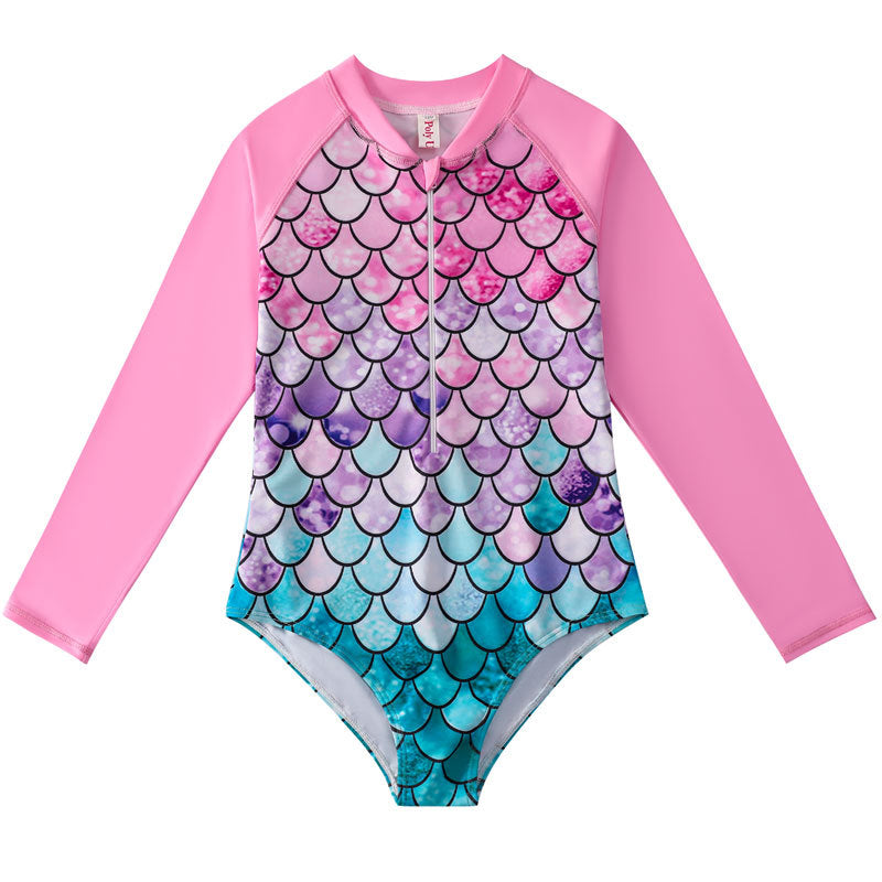 Long sleeve mermaid design girl's swimsuit