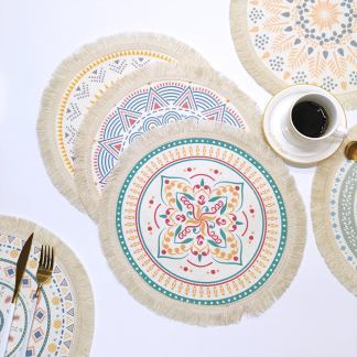 Decorative Boho style round placemat coaster