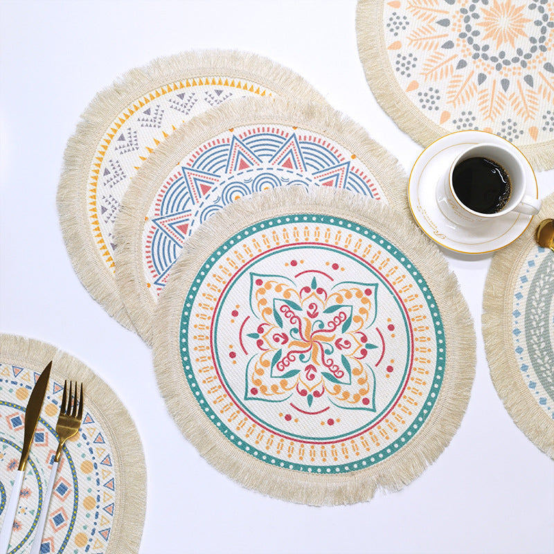 Decorative Boho style round placemat coaster