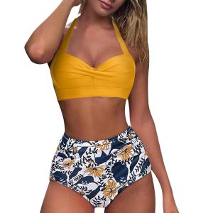 High waist floral swimwear bikini set