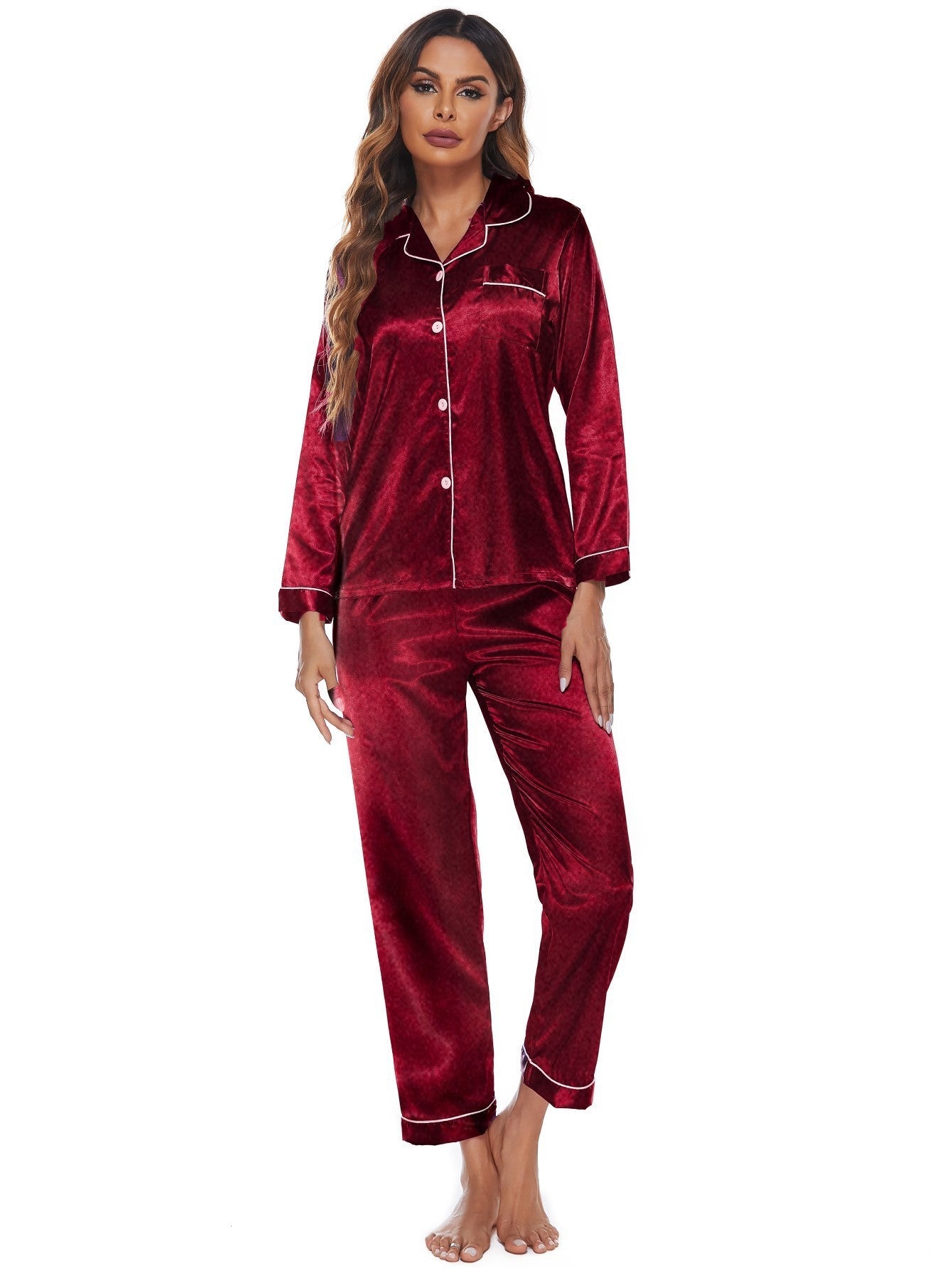 Two-piece silky pajama set for women