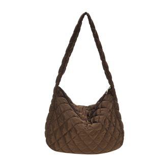 Large capacity quilted shoulder bag