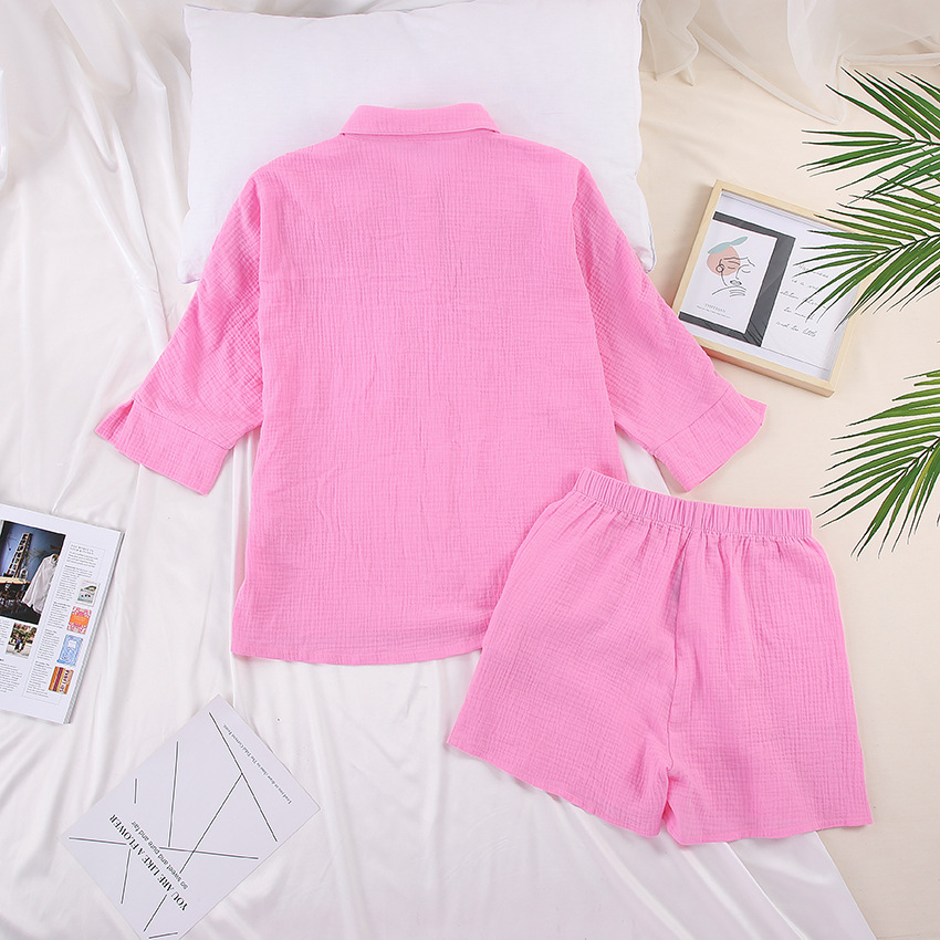 3/4 sleeved cotton shirt and shorts women's set - Image 12