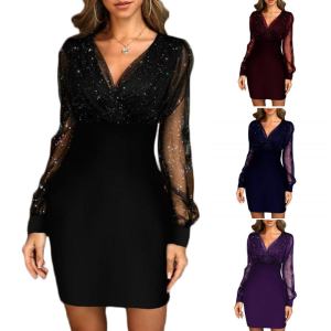 Sequin v-neck dress