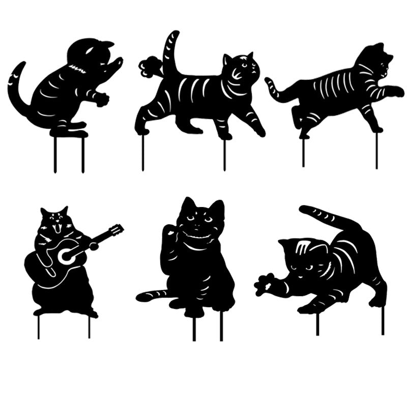 Decorative cat silhouette garden stake