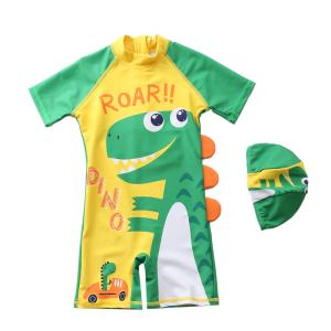 One piece toddler's swim suit & hat set