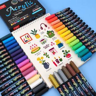 Acrylic brush tip marker pens