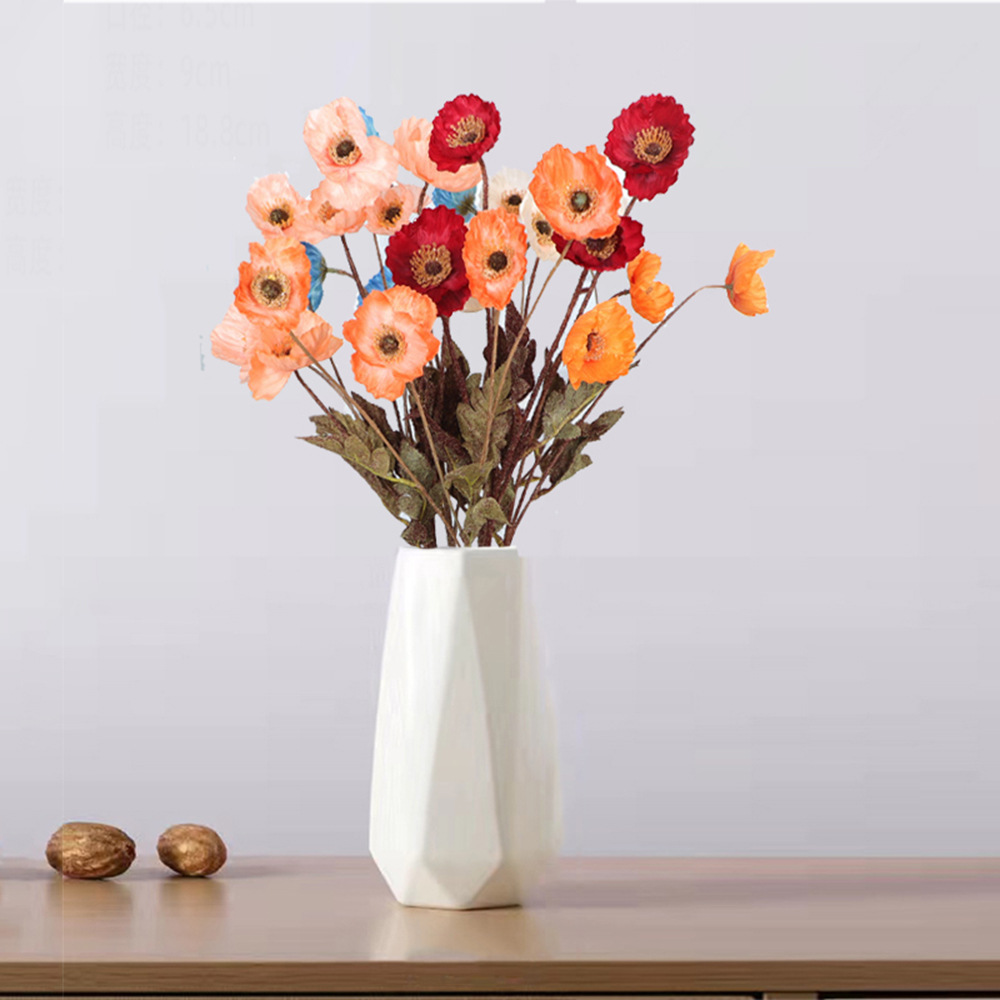 Artificial poppy flower branch 2pack