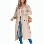 Double breasted long women's trench coat