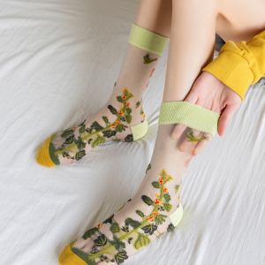 Floral print sheer socks 2pack