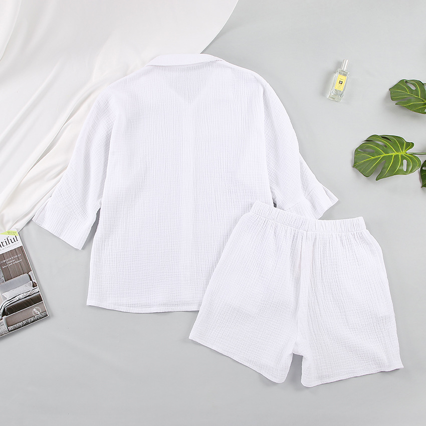 3/4 sleeved cotton shirt and shorts women's set - Image 17