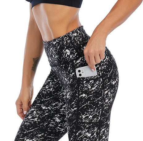 High waist camouflage leggings with pocket
