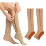 Open toes zipper compression socks
