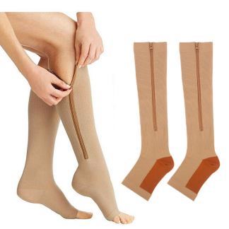 Open toes zipper compression socks