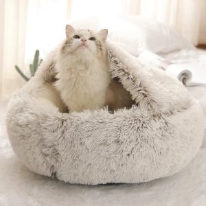 Semi-enclosed fluffy pet bed