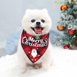 Plaid Christmas theme triangle scarf for pets