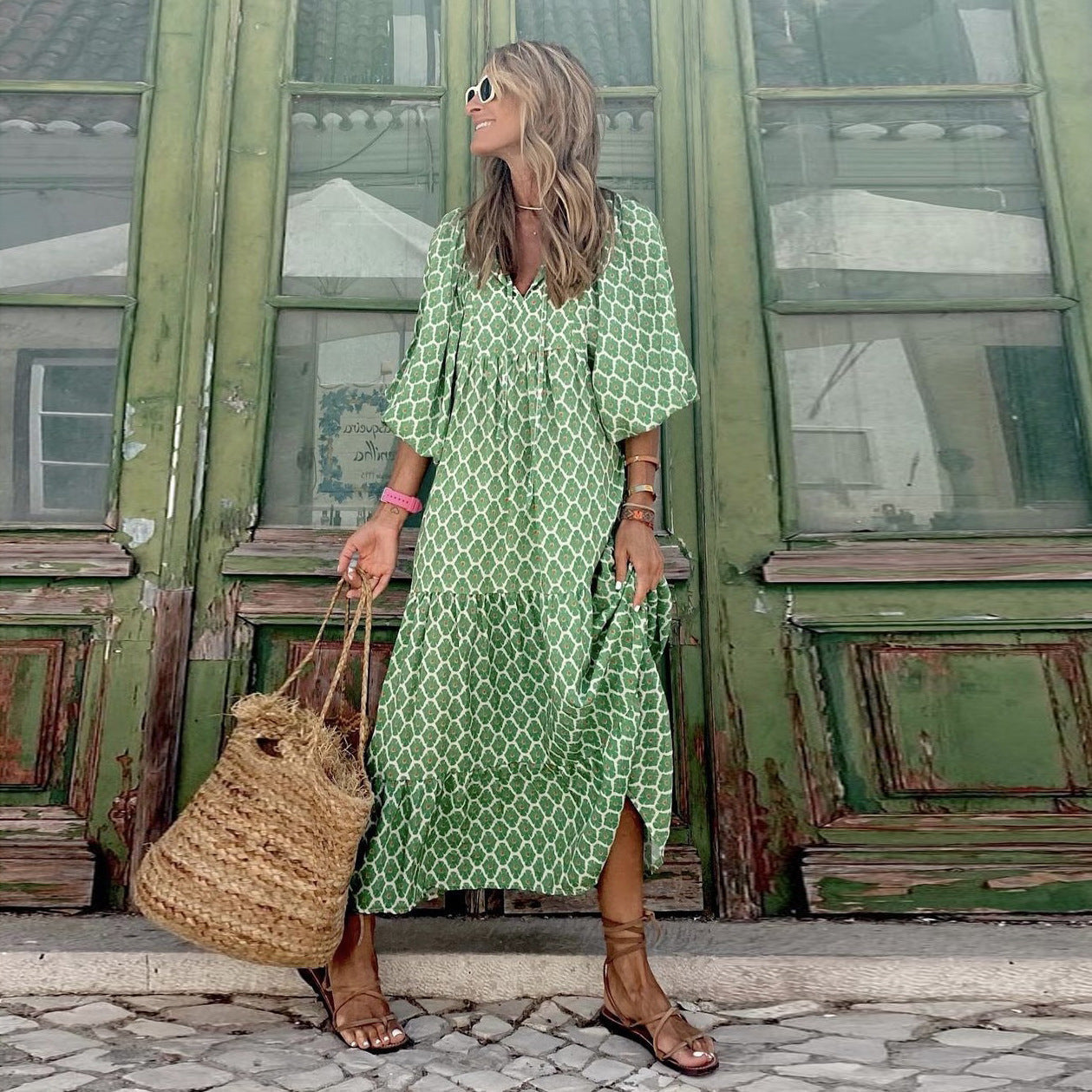Boho style printed maxi dress - Image 8