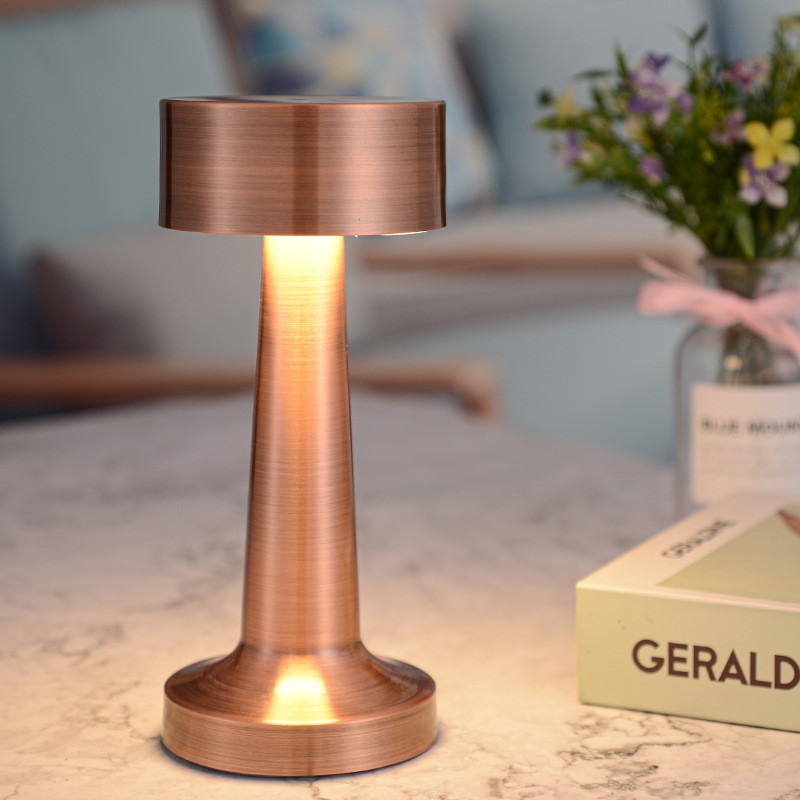 Touch controlled cordless LED table lamp in rose gold - Image 8