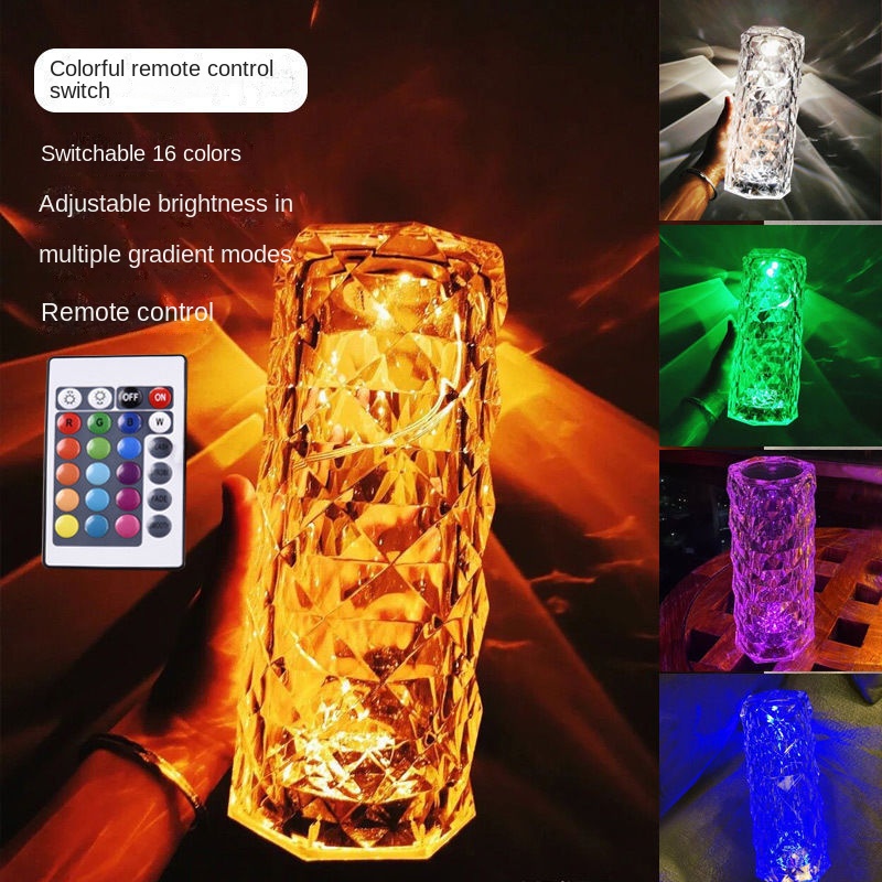 Crystal like color changing table lamp with remote - Image 3