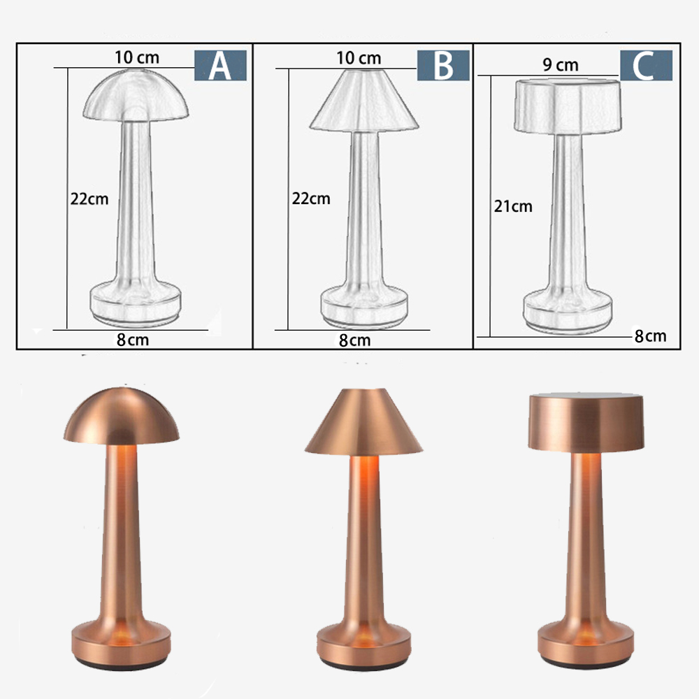 Touch controlled cordless LED table lamp in rose gold - Image 9