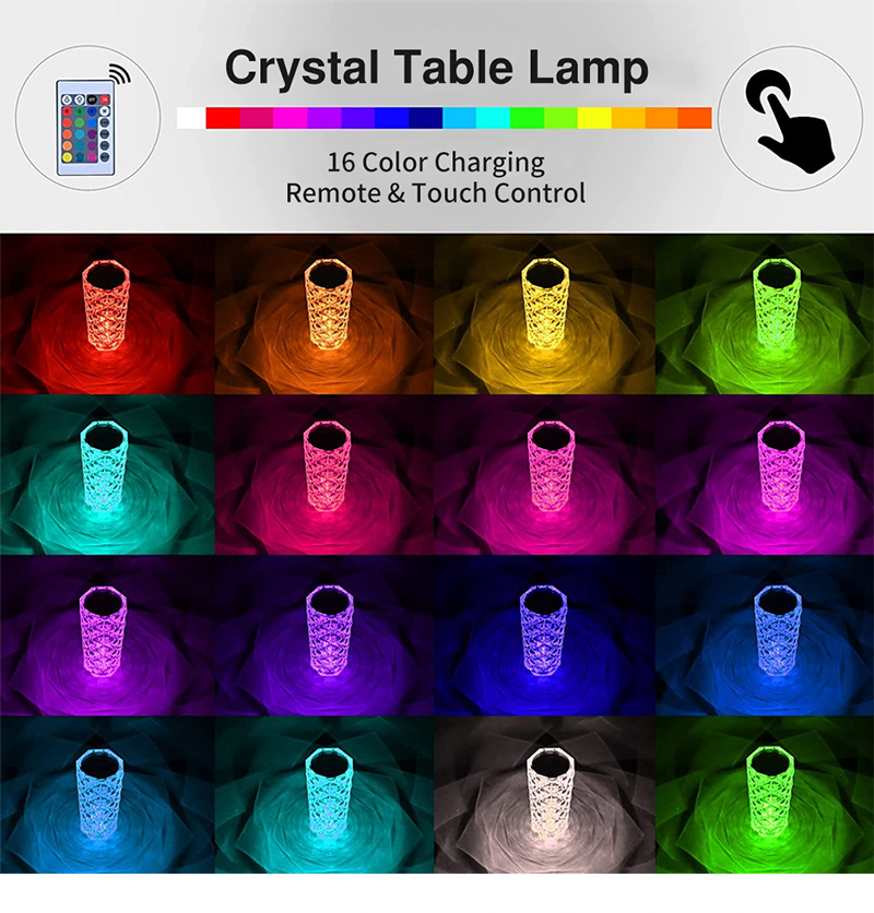 Crystal like color changing table lamp with remote - Image 6