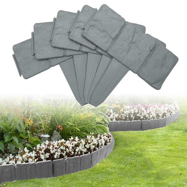 Stone patterned garden border fence 5 or 10 pack
