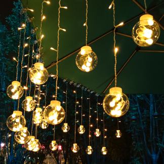 Battery or solar powered Christmas ball string lights