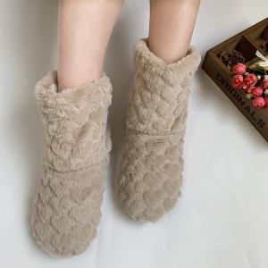 Fuzzy indoor slipper boots