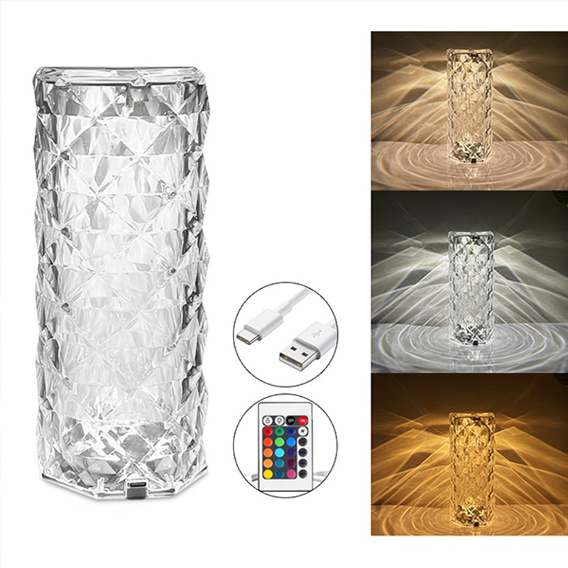 Crystal like color changing table lamp with remote - Image 2