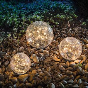Cracked glass ball solar LED garden lamp