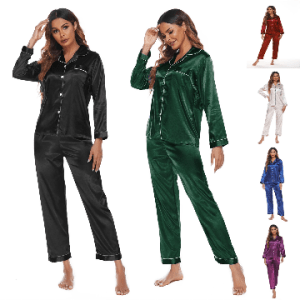 Two-piece silky pajama set for women